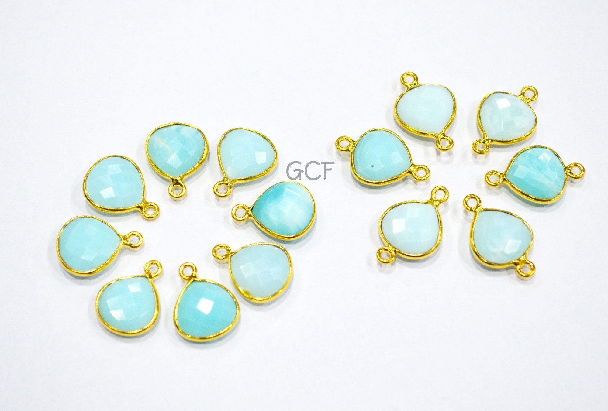 Blue Peruvian Opal Faceted Heart Shape Connector , Peruvian Opal Single And Double Bail Bezel Connector , Sold By Piece , 13 mm , RB-7017