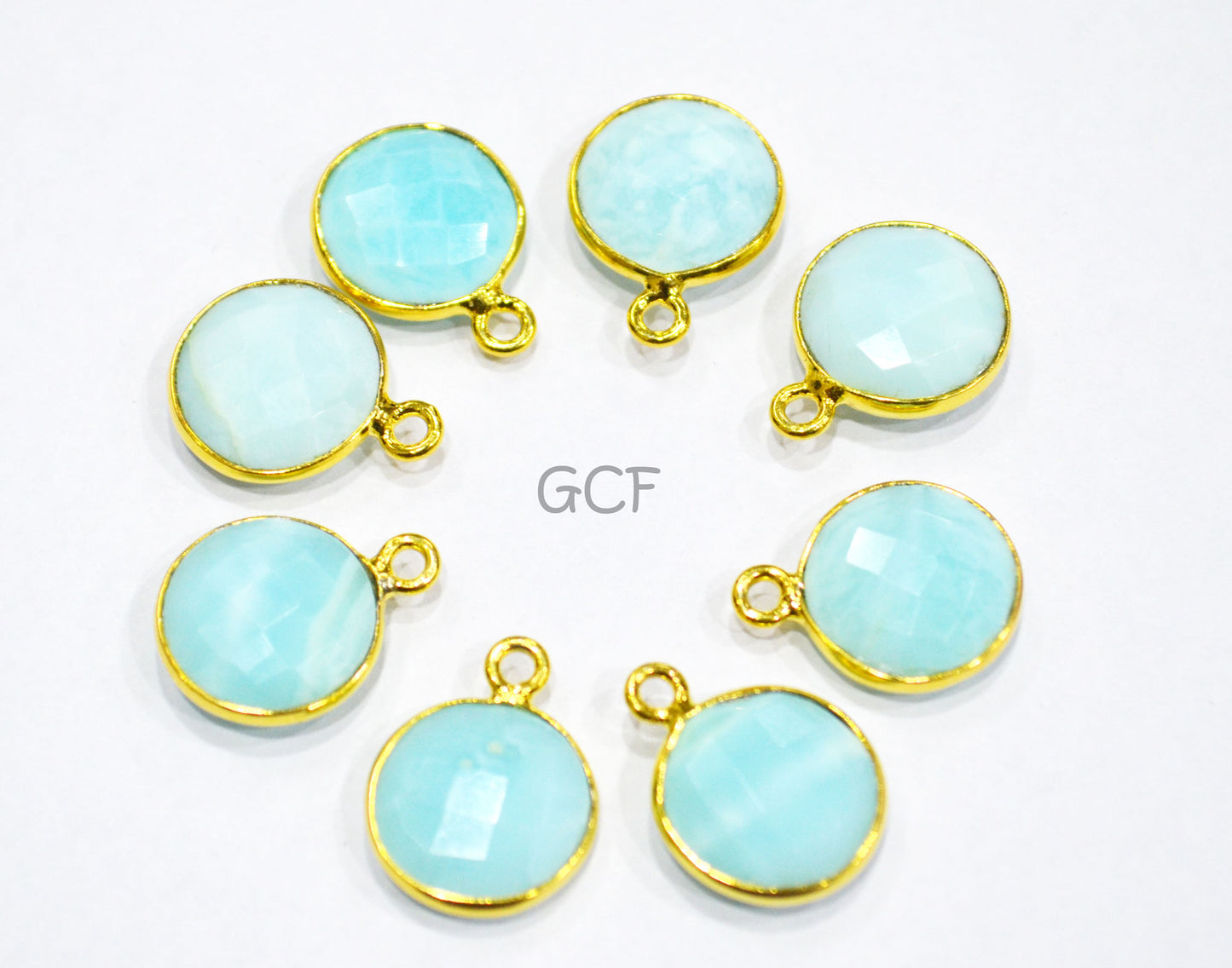 Blue Peruvian Opal Faceted Coin Shape Connector , Peruvian Opal Single And Double Bail Bezel Connector , Sold By Piece , 13 mm , RB-7018