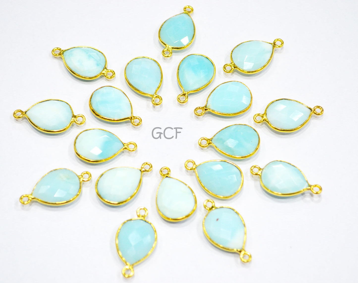 Blue Peruvian Opal Faceted Pear Shape Connector , Peruvian Opal Single And Double Bail Bezel Connector , Sold By Piece , 13x17 mm , RB-7019