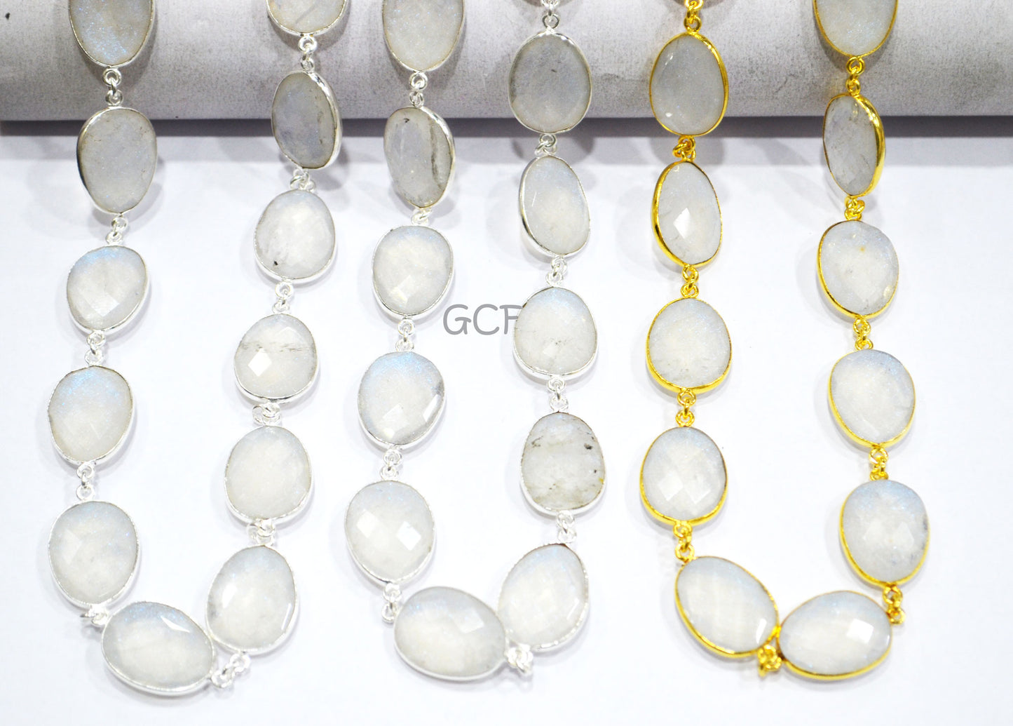 Rainbow Natural Quartz Doublet Faceted Egg Shape Connector Chain , Rainbow Natural Quartz Doublet Link Chain , 15x19 - 16x21 mm ,RB-7026