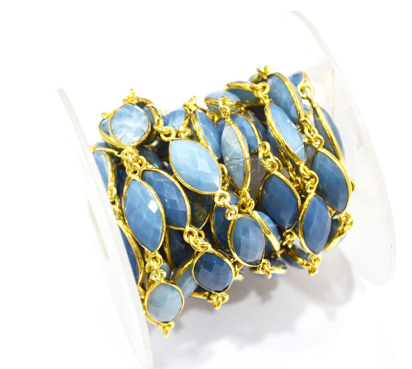 Denim Opal Marquise Shape Connector Chain , Denim Opal Faceted Marquise Shape Bezel Link Chain , 8x15 mm , RB-7028