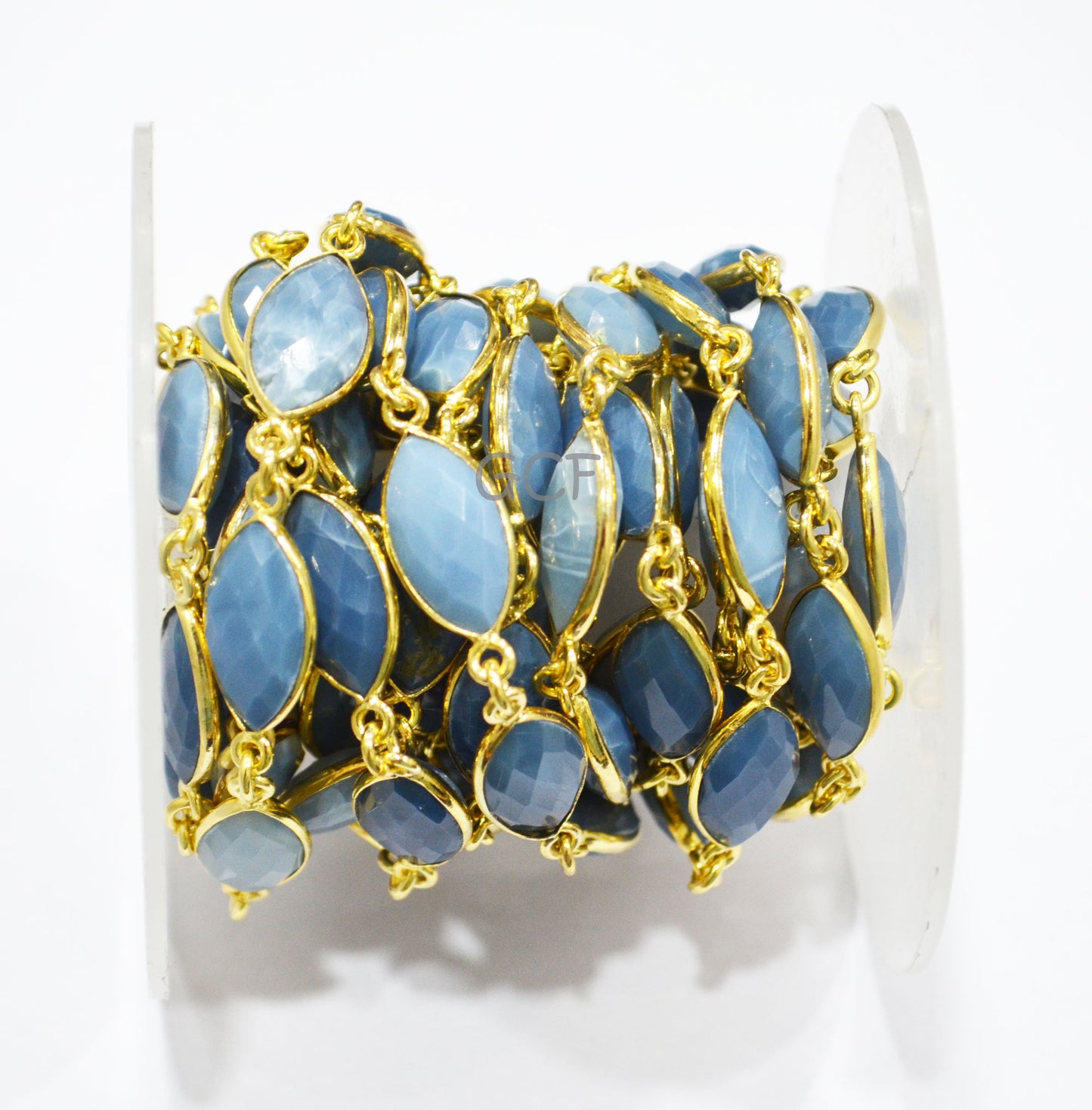 Denim Opal Marquise Shape Connector Chain , Denim Opal Faceted Marquise Shape Bezel Link Chain , 8x15 mm , RB-7028