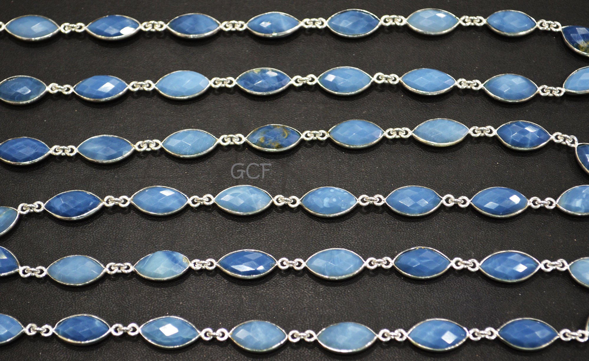 Denim Opal Marquise Shape Connector Chain , Denim Opal Faceted Marquise Shape Bezel Link Chain , 8x15 mm , RB-7028