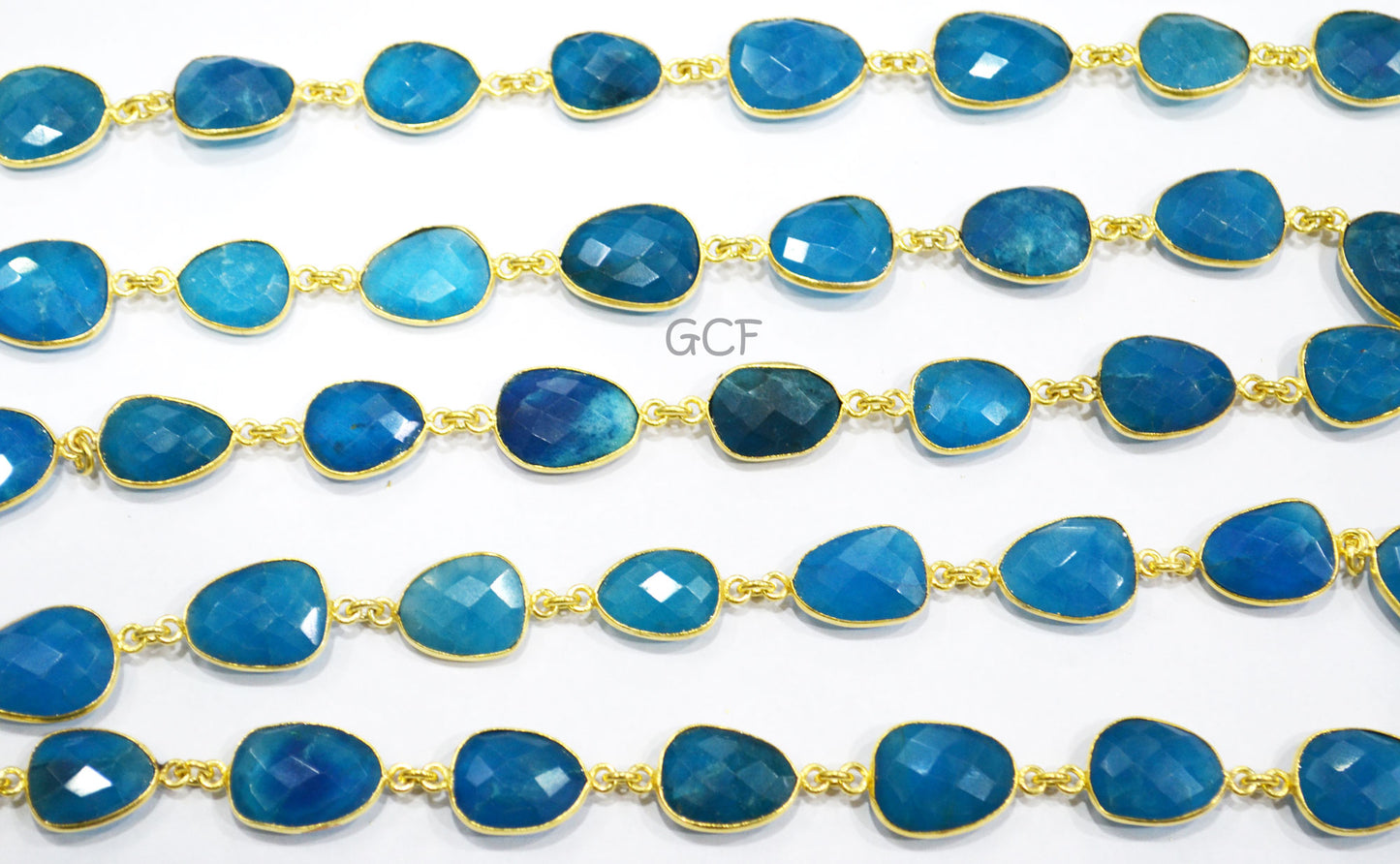 Neon Apatite Quartz Faceted Slice Shape Connector Chain , Neon Apatite Quartz Bezel Link Chain , 10x13 - 13x17 mm , RB-7035