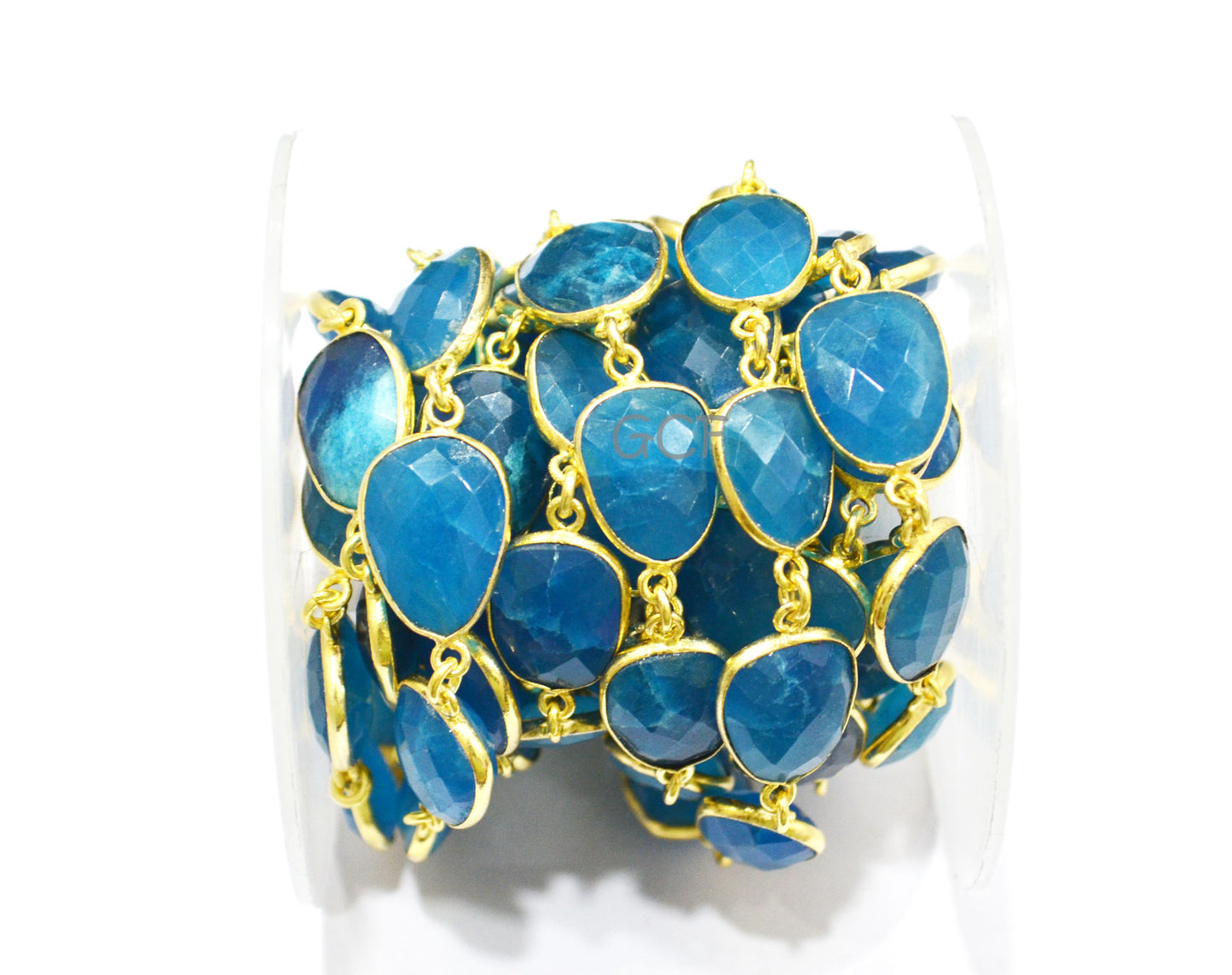 Neon Apatite Quartz Faceted Slice Shape Connector Chain , Neon Apatite Quartz Bezel Link Chain , 10x13 - 13x17 mm , RB-7035