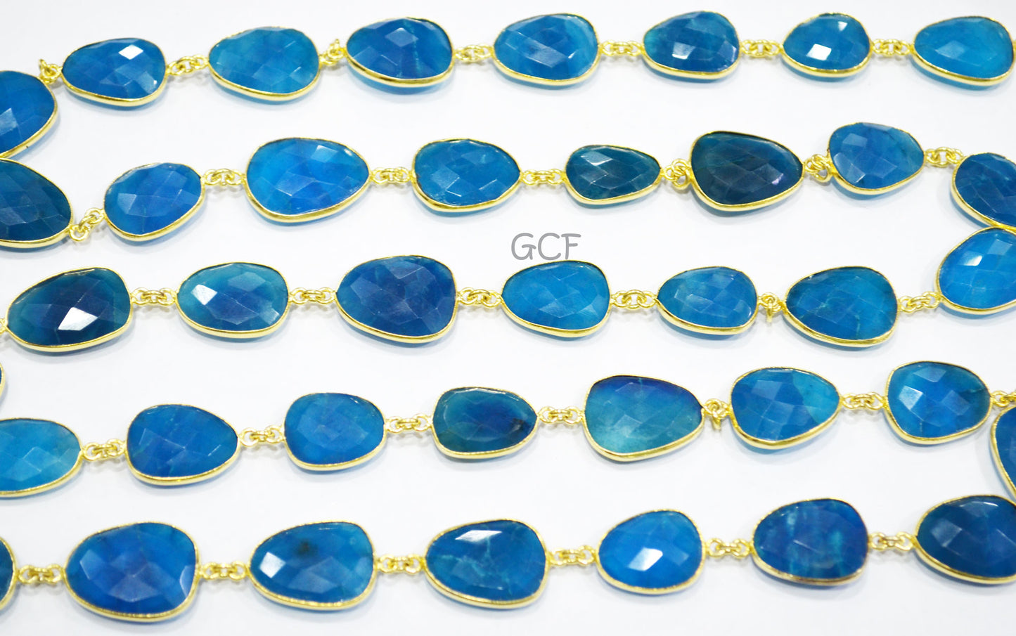 Neon Apatite Quartz Faceted Slice Shape Connector Chain , Neon Apatite Quartz Bezel Link Chain , 14x16 - 16x21 mm , RB-7036