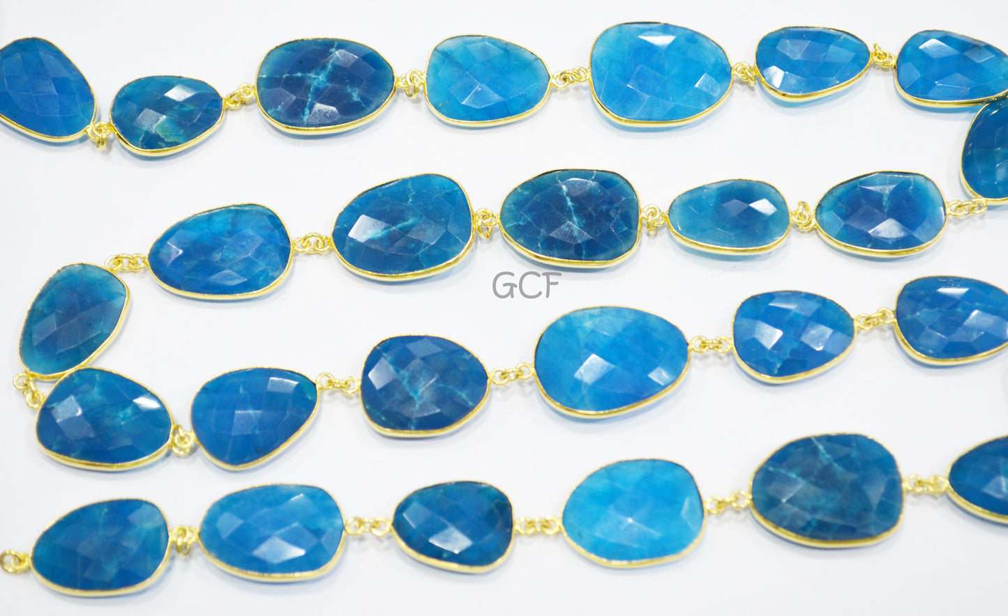 Neon Apatite Quartz Faceted Slice Shape Connector Chain , Neon Apatite Quartz Bezel Link Chain , 16x20 - 21x25 mm , RB-7037
