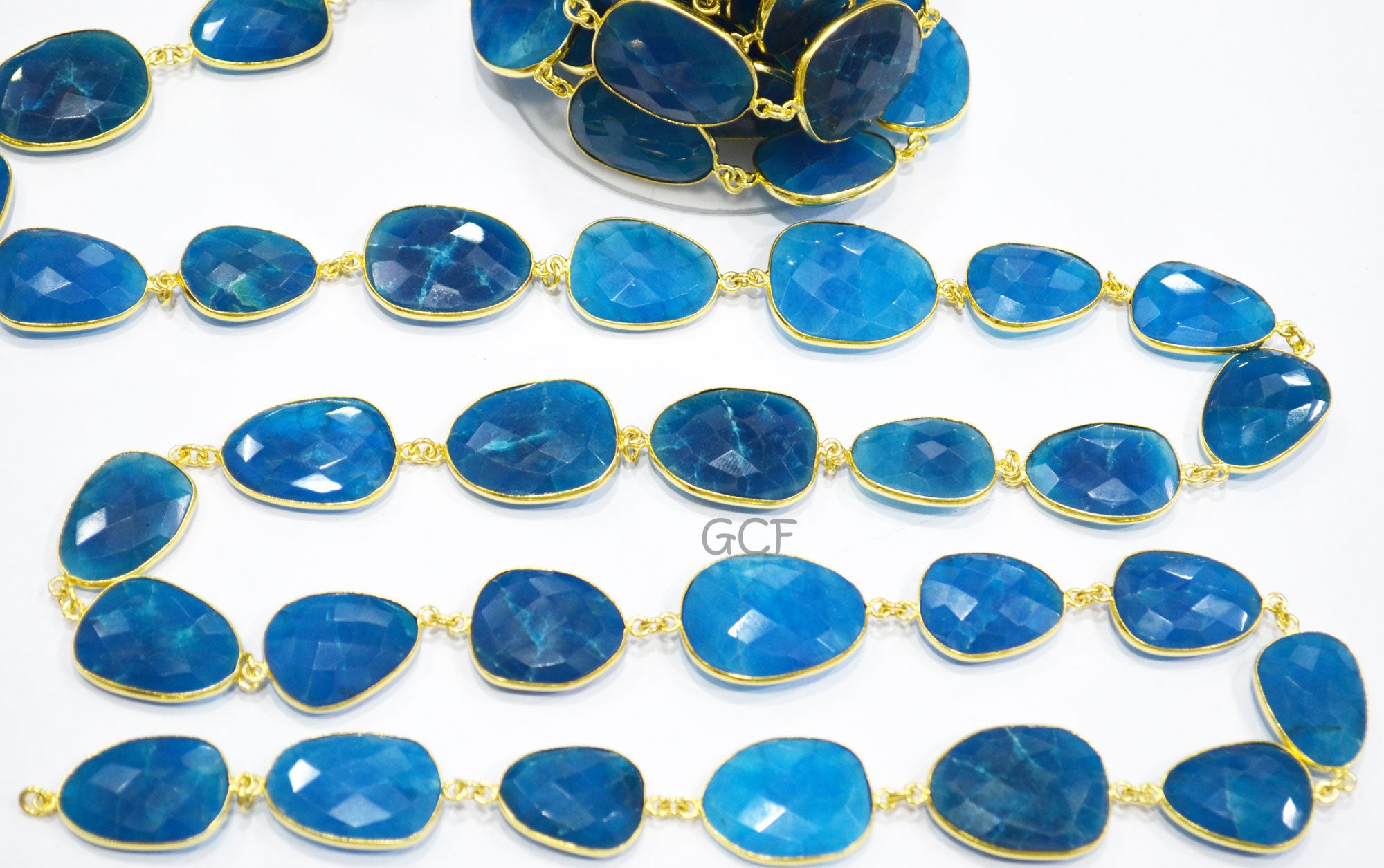Neon Apatite Quartz Faceted Slice Shape Connector Chain , Neon Apatite Quartz Bezel Link Chain , 16x20 - 21x25 mm , RB-7037