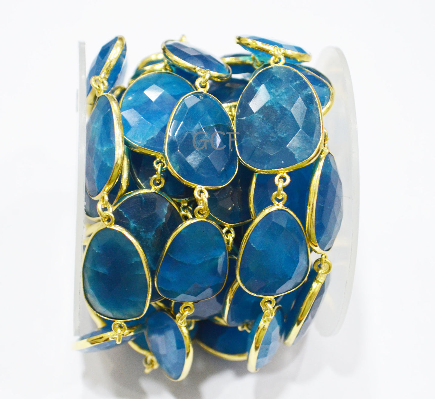 Neon Apatite Quartz Faceted Slice Shape Connector Chain , Neon Apatite Quartz Bezel Link Chain , 16x20 - 21x25 mm , RB-7037