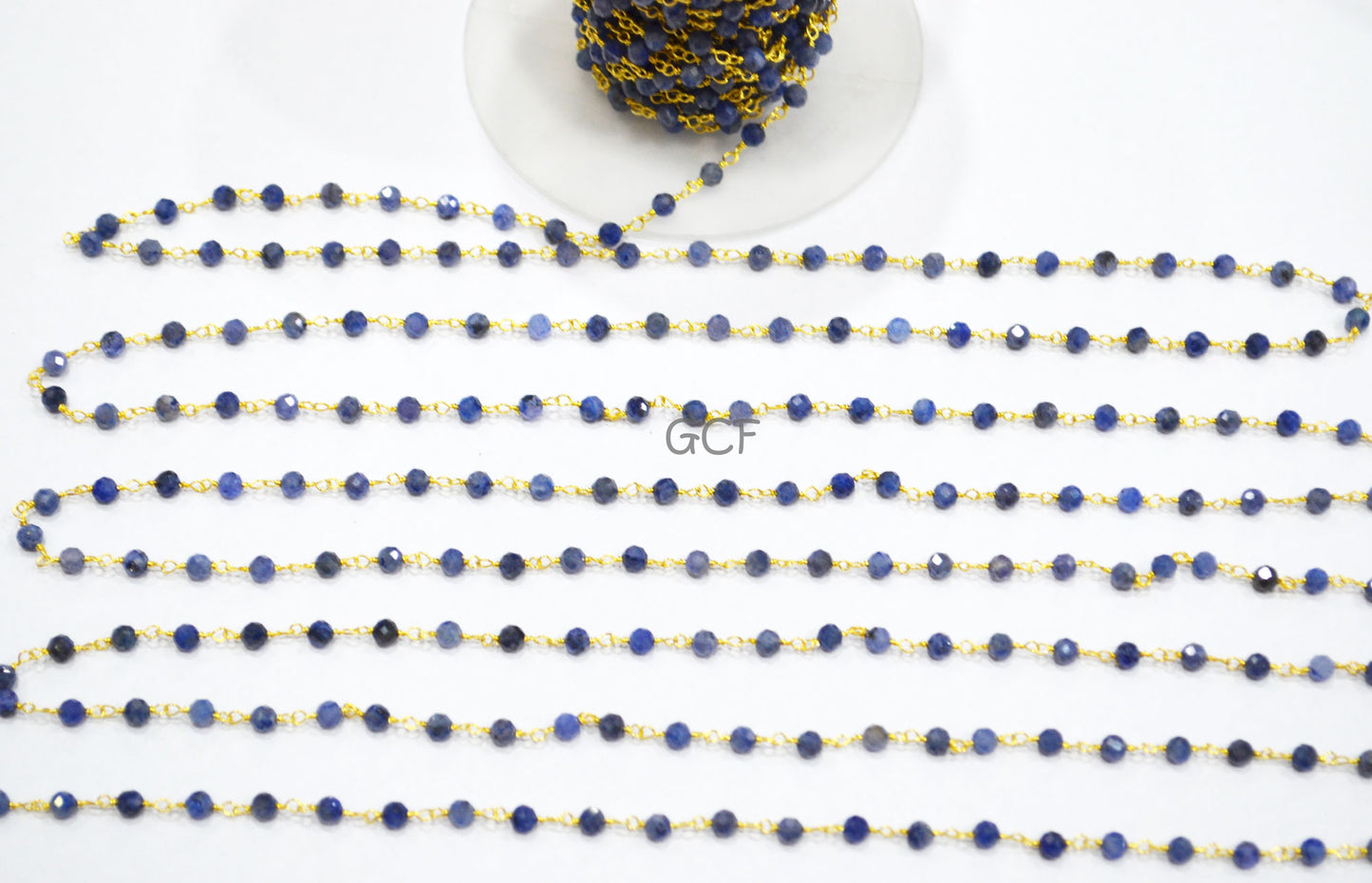Tanzanite Faceted Round Shape Rosary Beaded Chain , Tanzanite Round Shape Wire Wrapped Chain , 3.50 - 4 mm , RB-7041