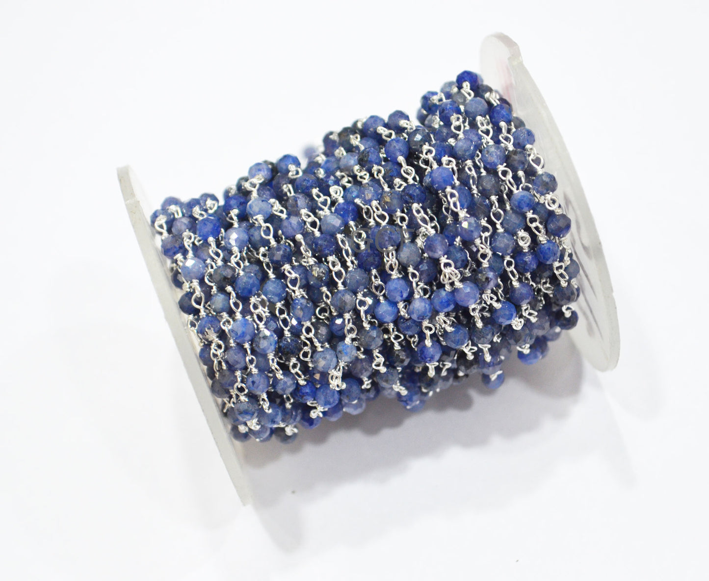 Tanzanite Faceted Round Shape Rosary Beaded Chain , Tanzanite Round Shape Wire Wrapped Chain , 3.50 - 4 mm , RB-7041