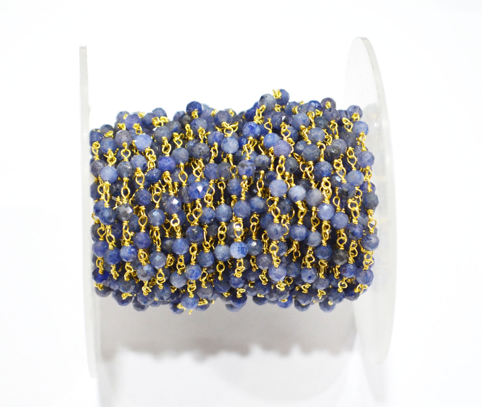 Tanzanite Faceted Round Shape Rosary Beaded Chain , Tanzanite Round Shape Wire Wrapped Chain , 3.50 - 4 mm , RB-7041