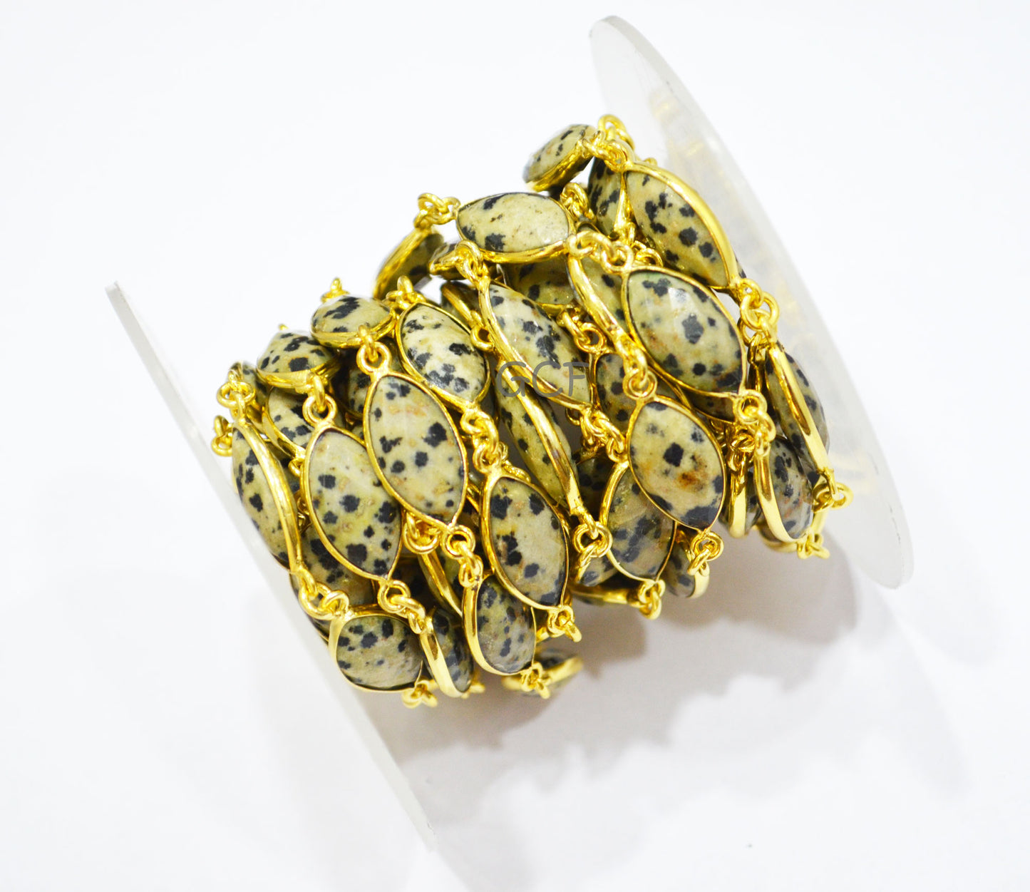 Dalmatian Faceted Marquise Shape Connector Chain , Dalmatian Marquise Shape Bezel Link Chain , 8x15 mm , RB-7045