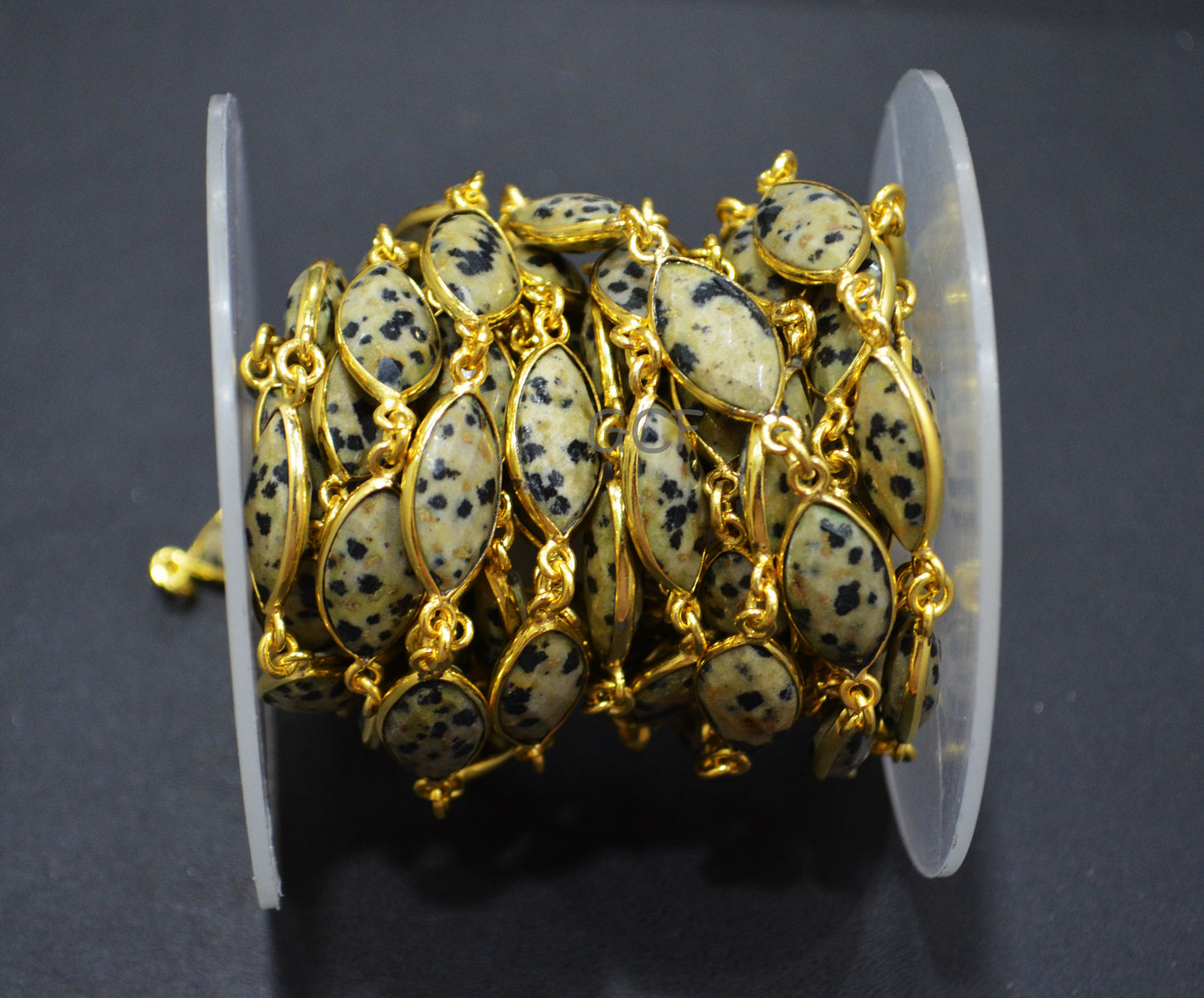 Dalmatian Faceted Marquise Shape Connector Chain , Dalmatian Marquise Shape Bezel Link Chain , 8x15 mm , RB-7045