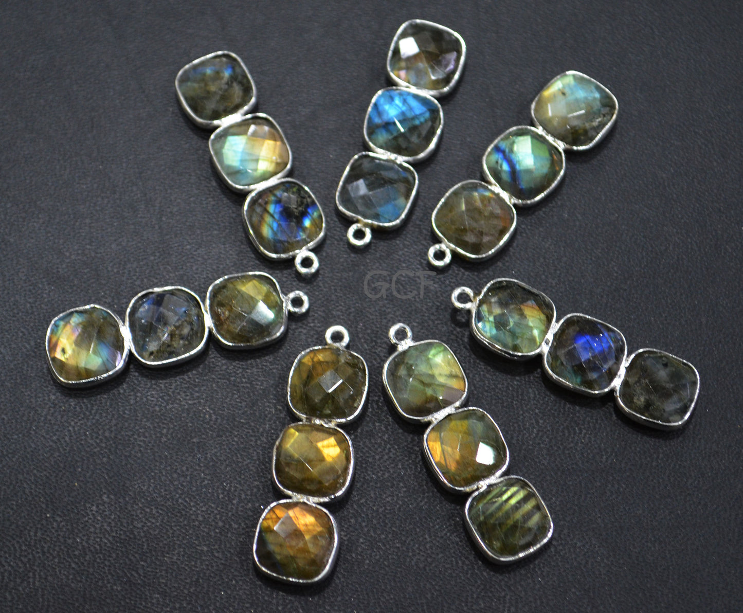 Labradorite Faceted Cushion Shape Connector , Labradorite Single Bail Bezel Bar Connector , Sold By Piece , 10x32 mm , RB-7053