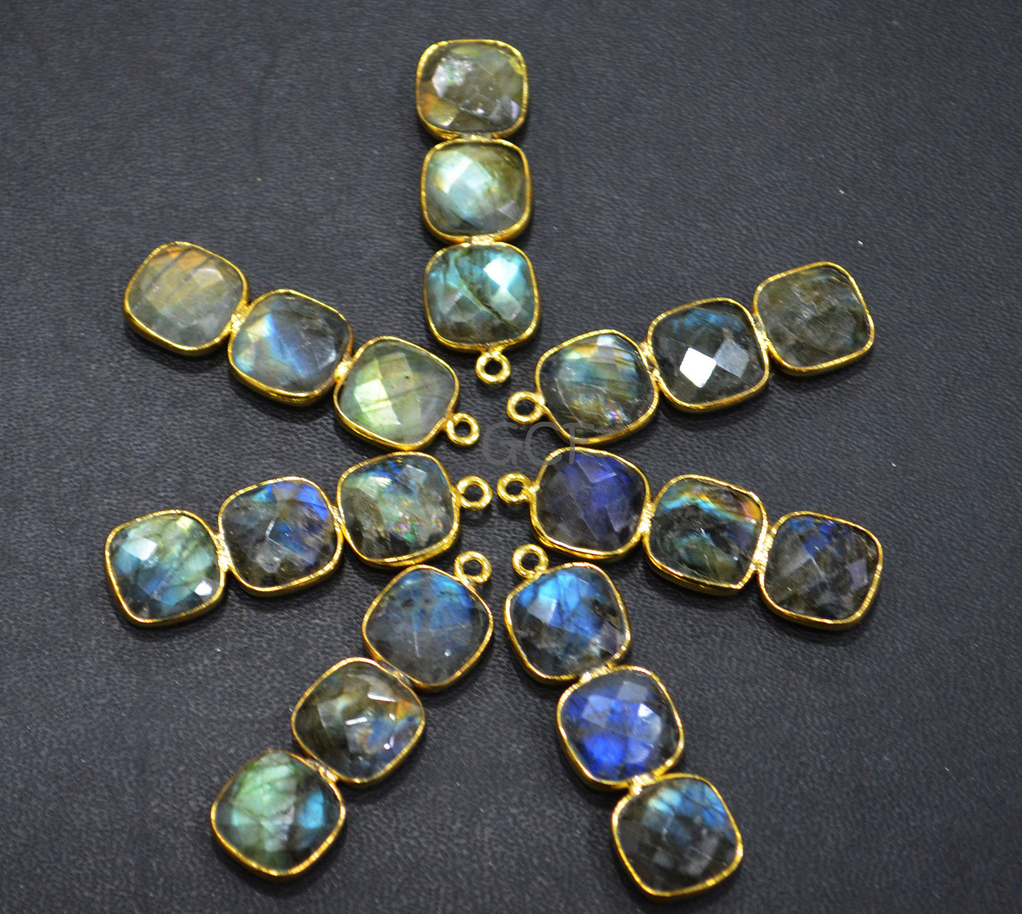 Labradorite Faceted Cushion Shape Connector , Labradorite Single Bail Bezel Bar Connector , Sold By Piece , 10x32 mm , RB-7053
