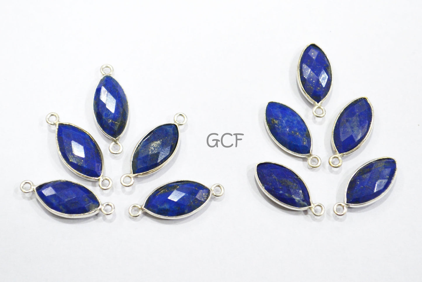 Lapis Lazuli Faceted Marquise Shape Connector , Lapis Lazuli Single And Double Bail Bezel Connector , Sold By Piece , 8x15 mm , RB-7054