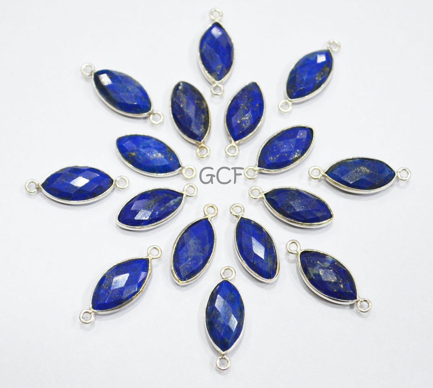 Lapis Lazuli Faceted Marquise Shape Connector , Lapis Lazuli Single And Double Bail Bezel Connector , Sold By Piece , 8x15 mm , RB-7054