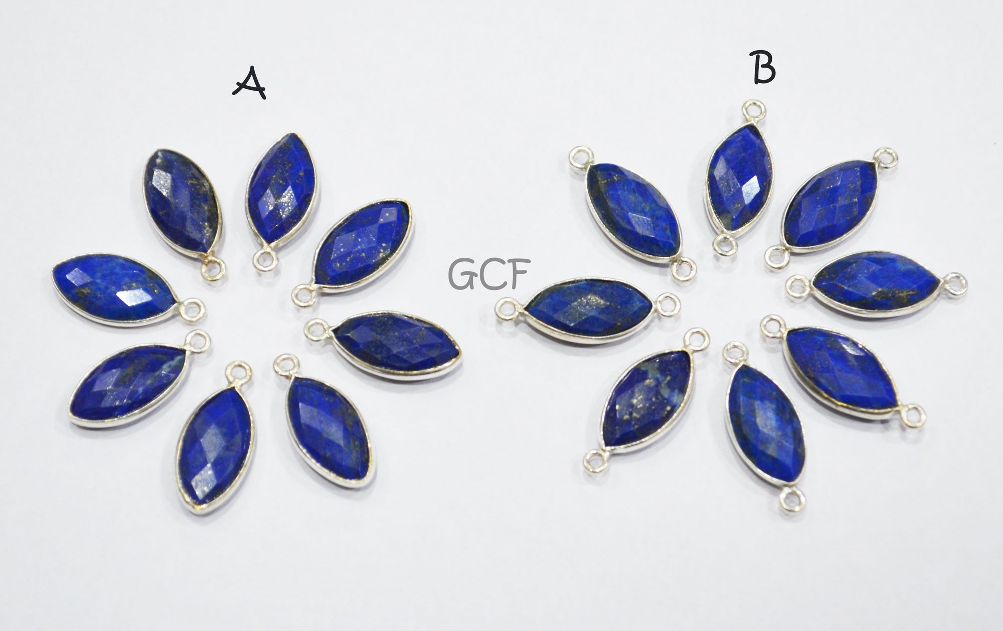 Lapis Lazuli Faceted Marquise Shape Connector , Lapis Lazuli Single And Double Bail Bezel Connector , Sold By Piece , 8x15 mm , RB-7054