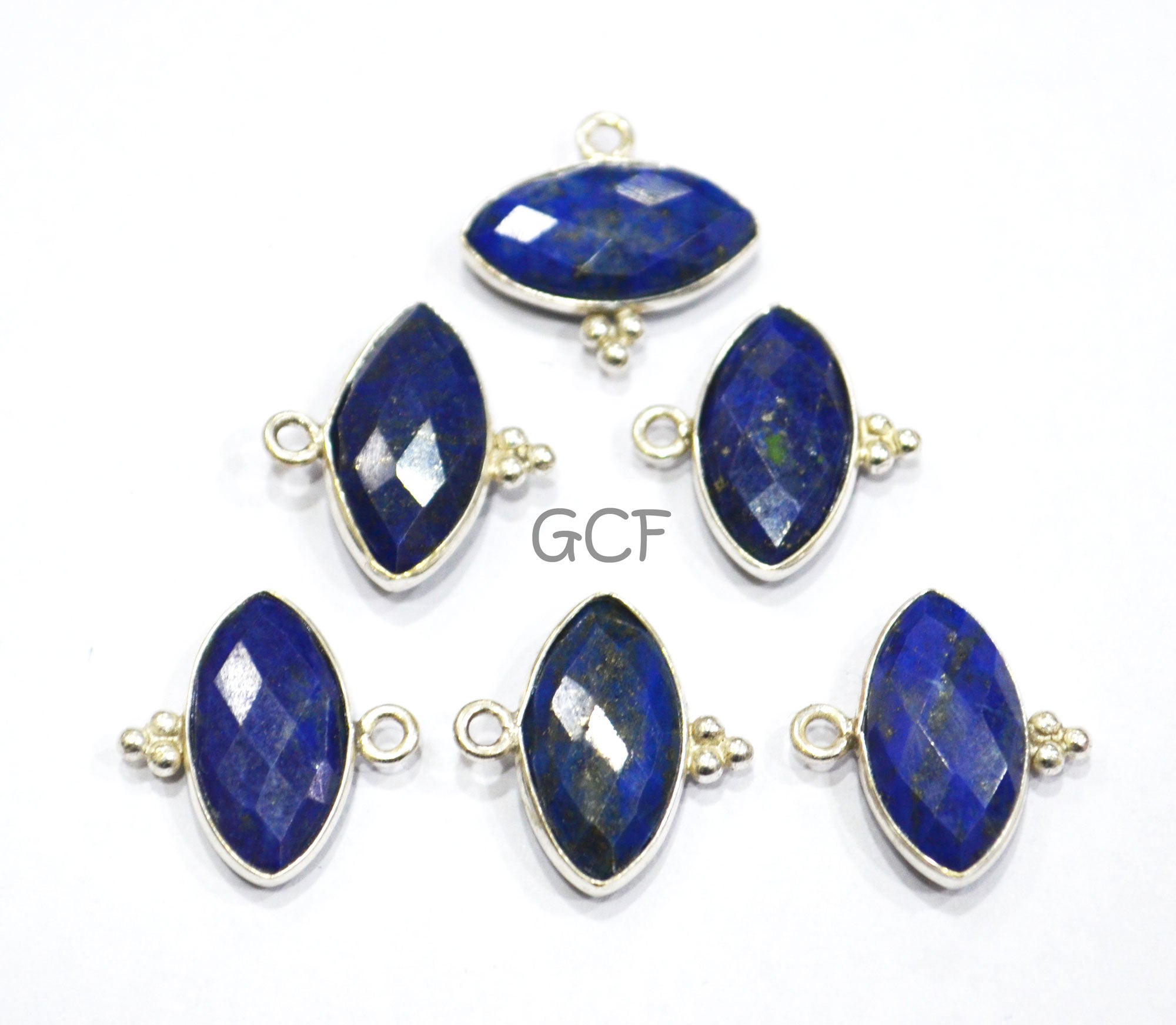 Lapis Lazuli Faceted Marquise Shape Connector , Lapis Lazuli Single Bail Bezel Connector , Sold By Piece , 8x15 mm , RB-7055