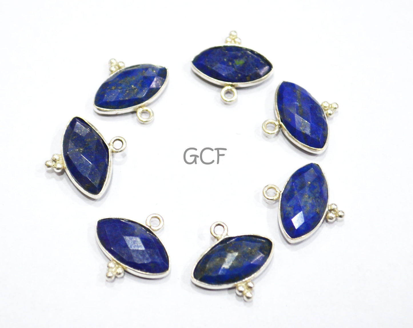 Lapis Lazuli Faceted Marquise Shape Connector , Lapis Lazuli Single Bail Bezel Connector , Sold By Piece , 8x15 mm , RB-7055