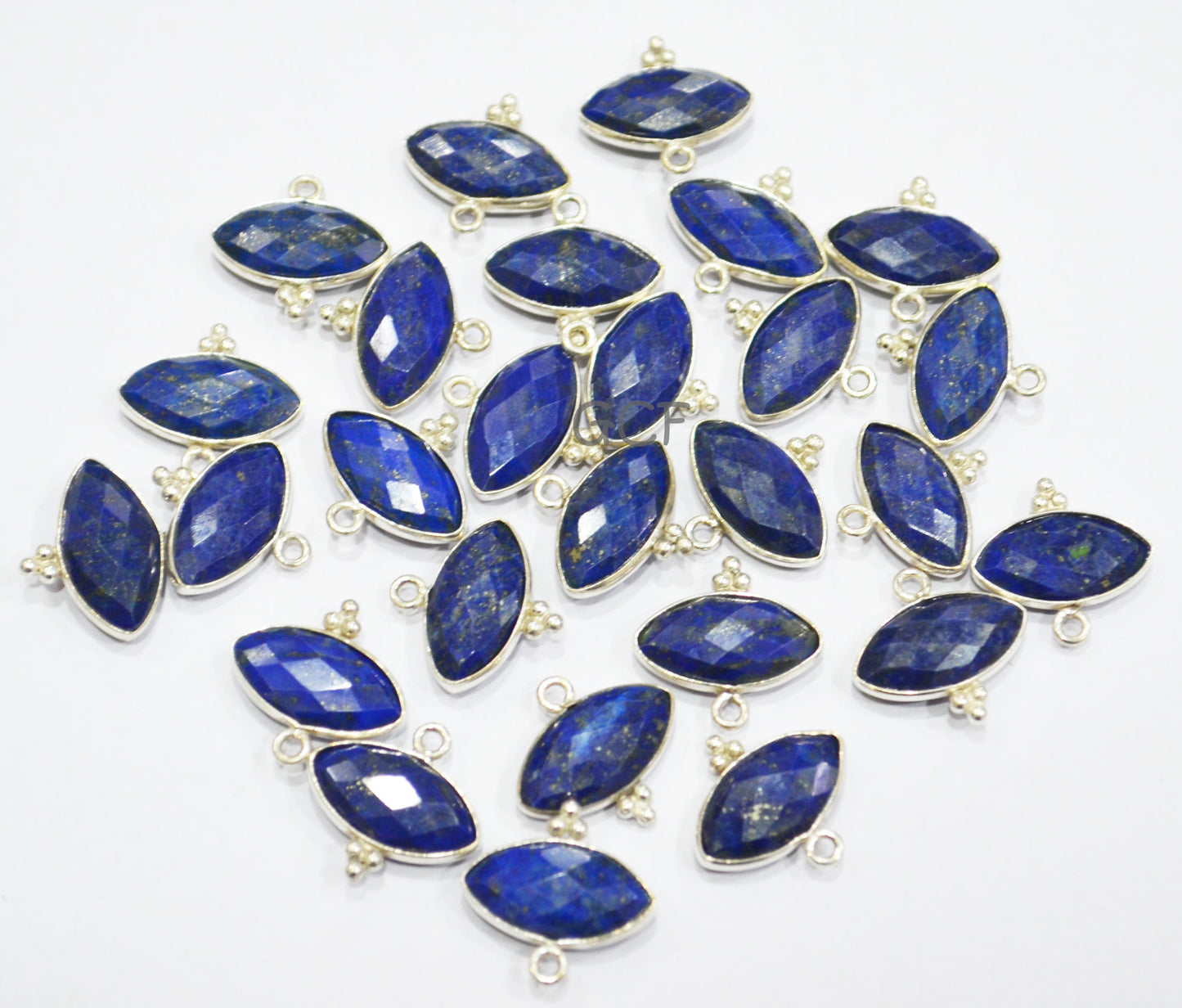 Lapis Lazuli Faceted Marquise Shape Connector , Lapis Lazuli Single Bail Bezel Connector , Sold By Piece , 8x15 mm , RB-7055