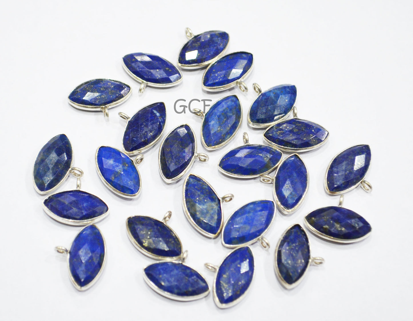 Lapis Lazuli Faceted Marquise Shape Connector , Lapis Lazuli Single Bail Bezel Connector , Sold By Piece , 8x15 mm , RB-7056