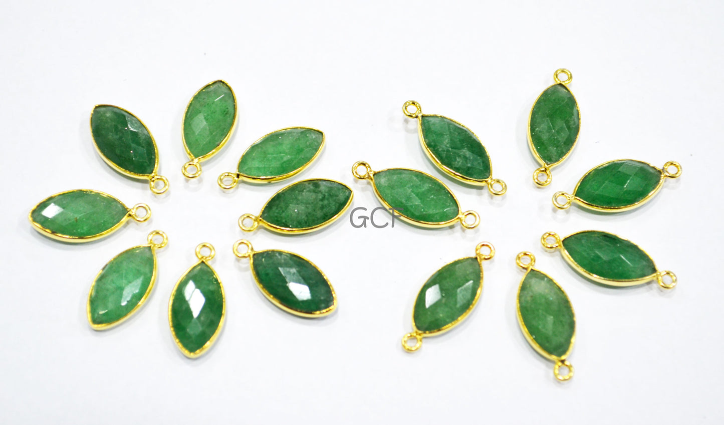 Green Strawberry Quartz Faceted Marquise Shape Connector , Green Strawberry Quartz Bezel Connector , Sold By Piece , 8x15 mm , RB-7057