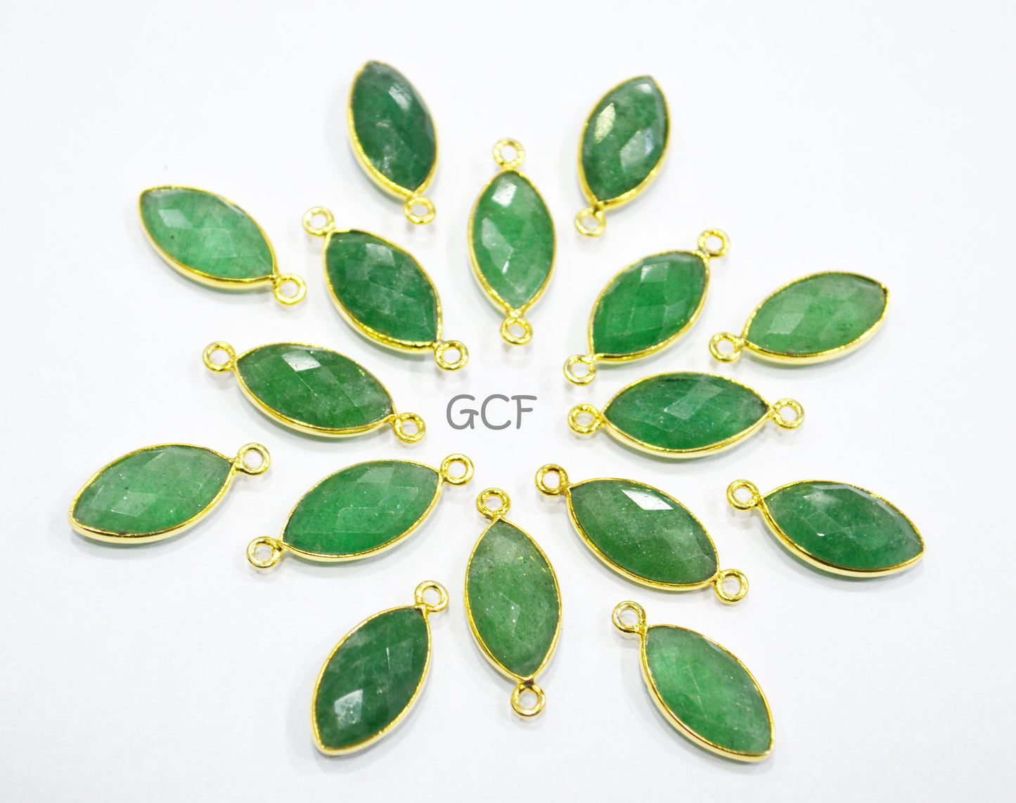 Green Strawberry Quartz Faceted Marquise Shape Connector , Green Strawberry Quartz Bezel Connector , Sold By Piece , 8x15 mm , RB-7057