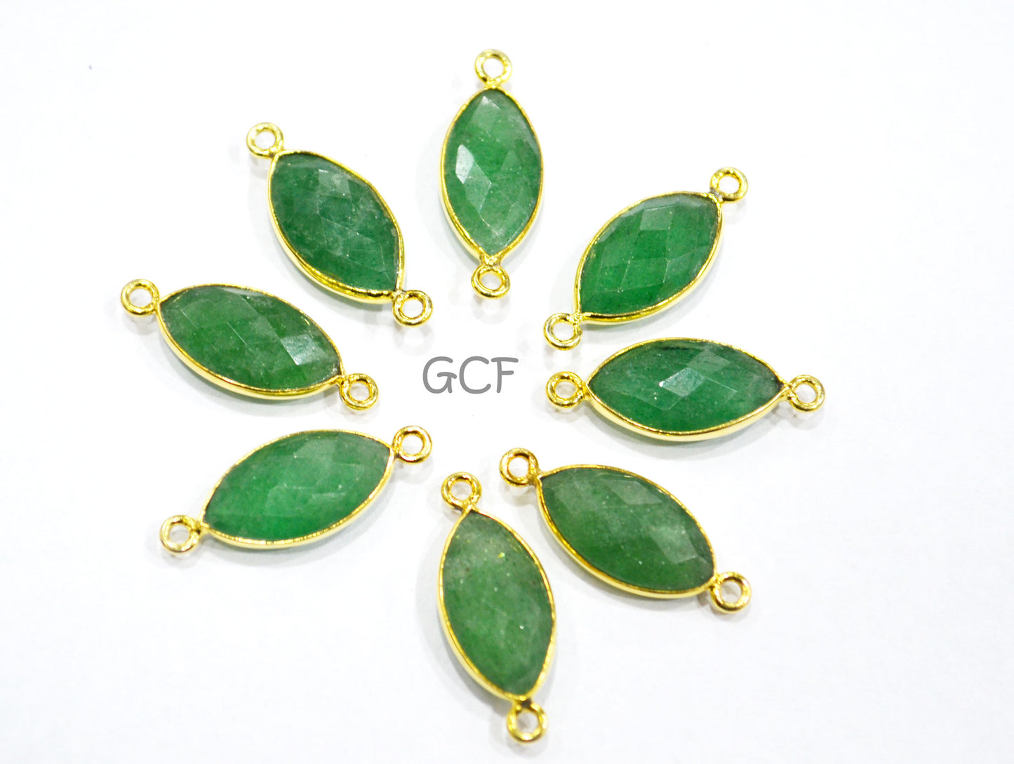 Green Strawberry Quartz Faceted Marquise Shape Connector , Green Strawberry Quartz Bezel Connector , Sold By Piece , 8x15 mm , RB-7057