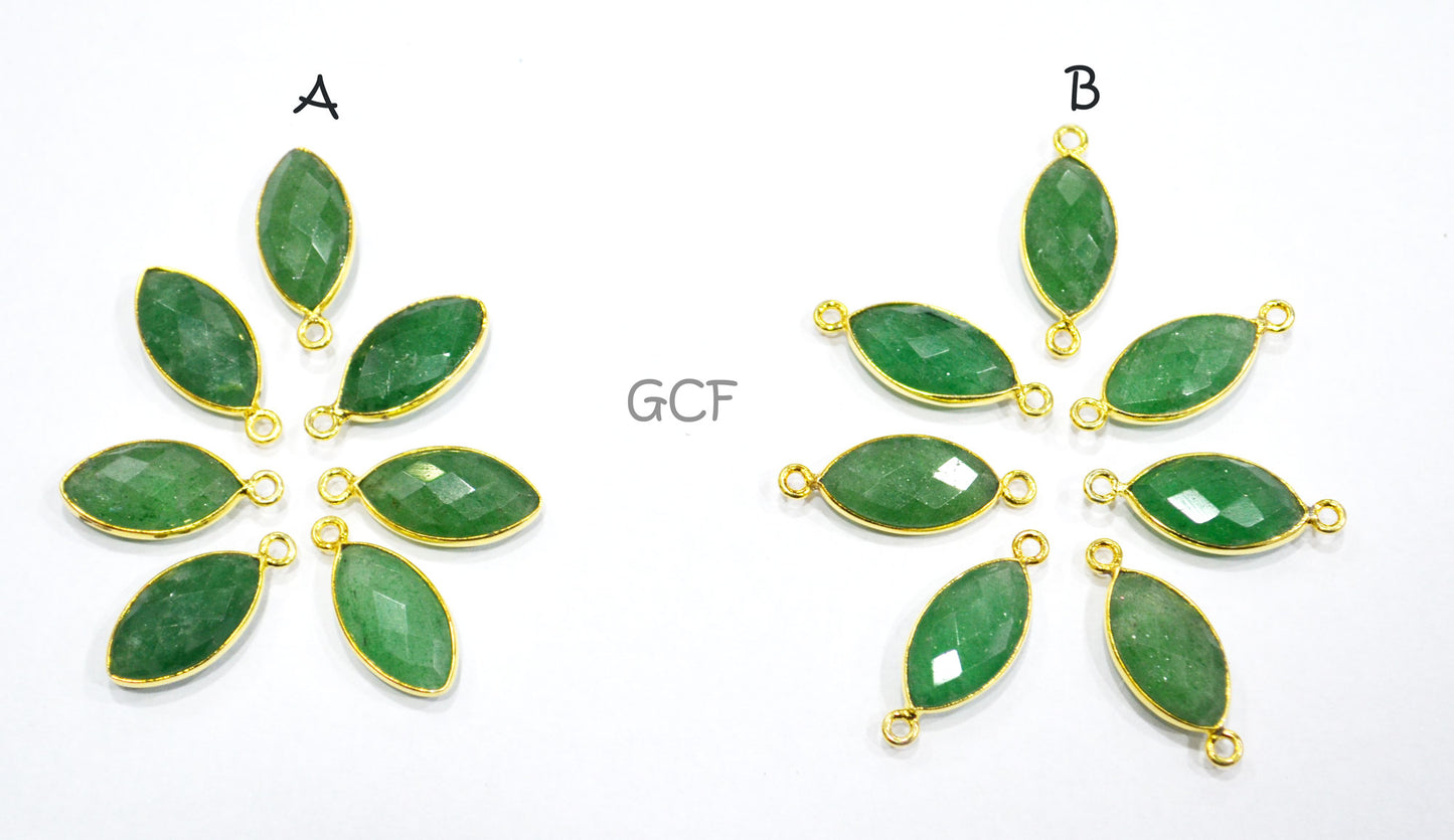 Green Strawberry Quartz Faceted Marquise Shape Connector , Green Strawberry Quartz Bezel Connector , Sold By Piece , 8x15 mm , RB-7057