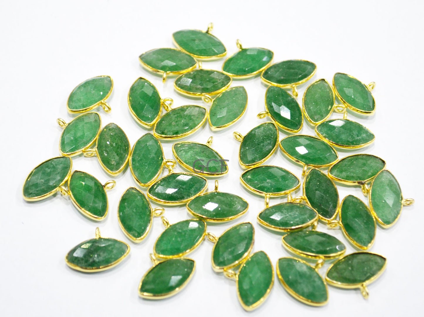 Green Strawberry Quartz Faceted Marquise Shape Connector , Green Strawberry Quartz Bezel Connector , Sold By Piece , 8x15 mm , RB-7058