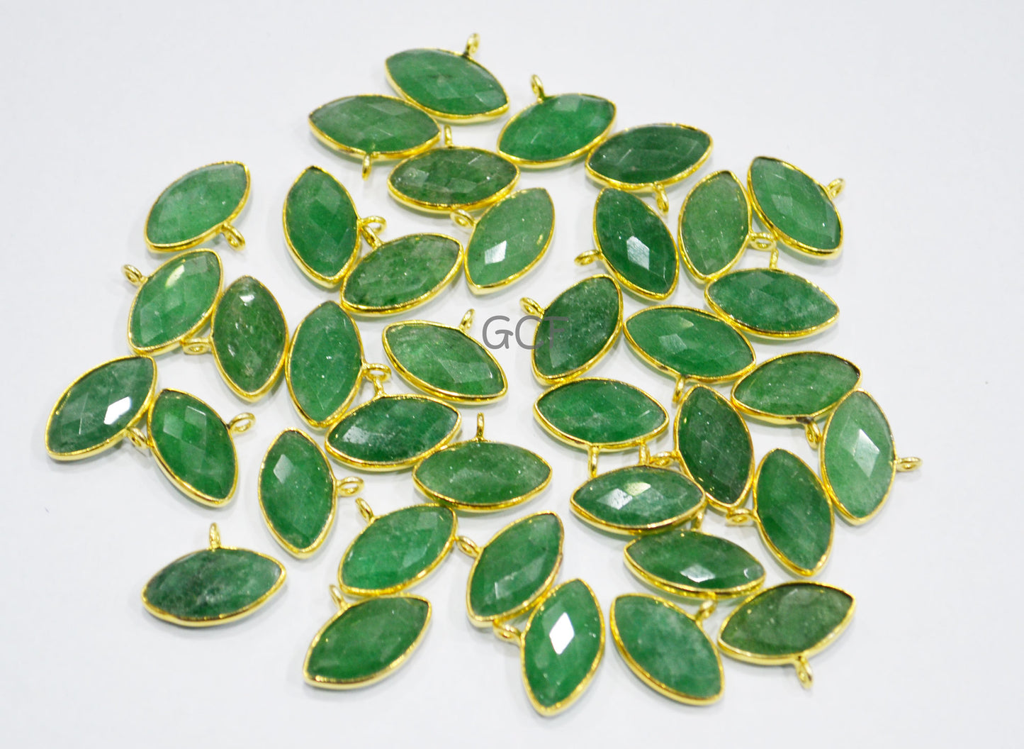 Green Strawberry Quartz Faceted Marquise Shape Connector , Green Strawberry Quartz Bezel Connector , Sold By Piece , 8x15 mm , RB-7058