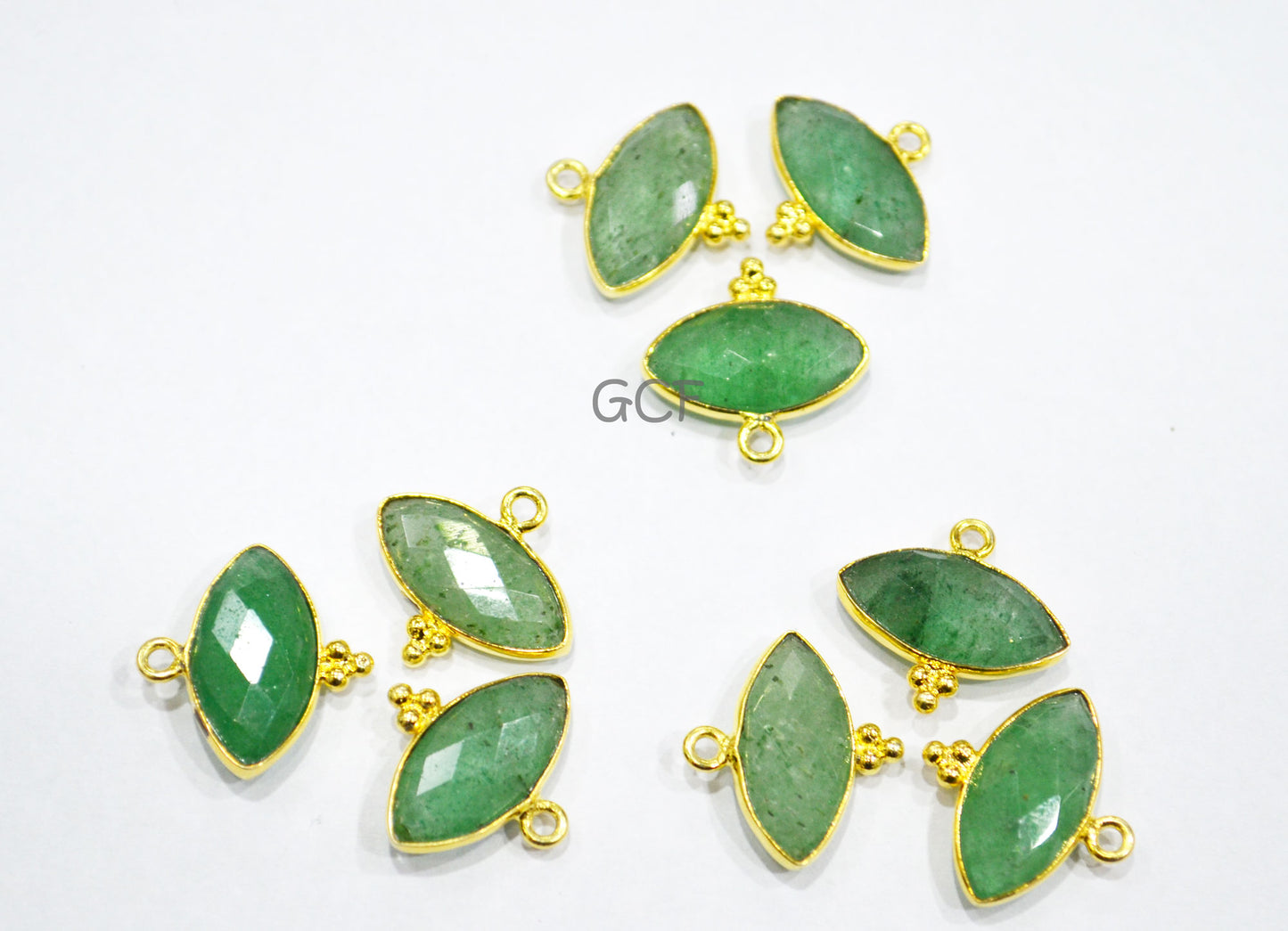Green Strawberry Quartz Faceted Marquise Shape Connector , Green Strawberry Quartz Bezel Connector , Sold By Piece , 8x15 mm , RB-7059