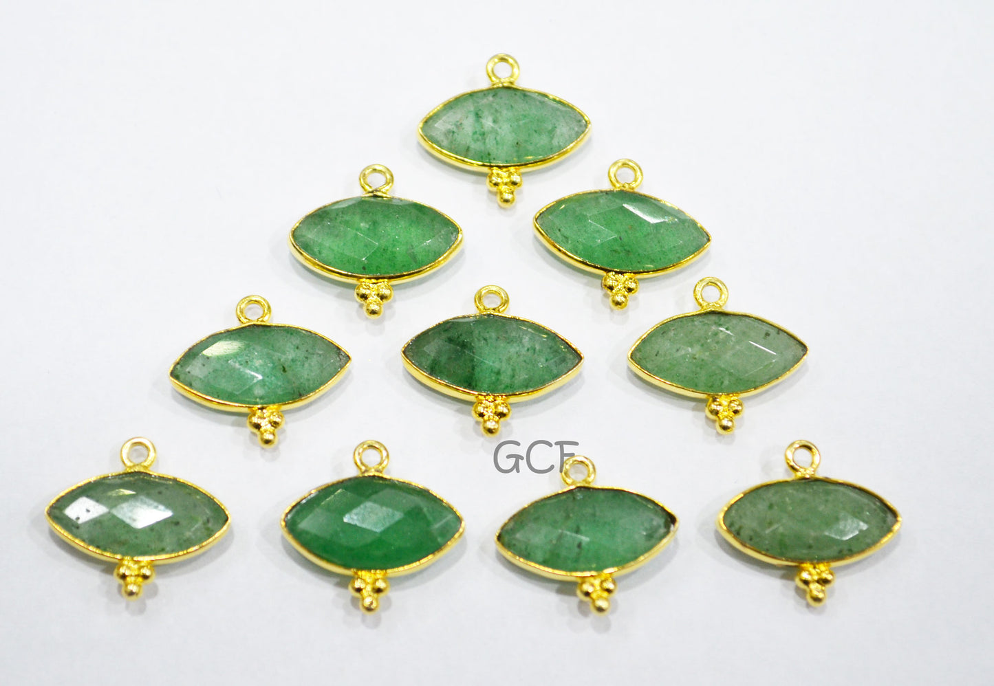 Green Strawberry Quartz Faceted Marquise Shape Connector , Green Strawberry Quartz Bezel Connector , Sold By Piece , 8x15 mm , RB-7059