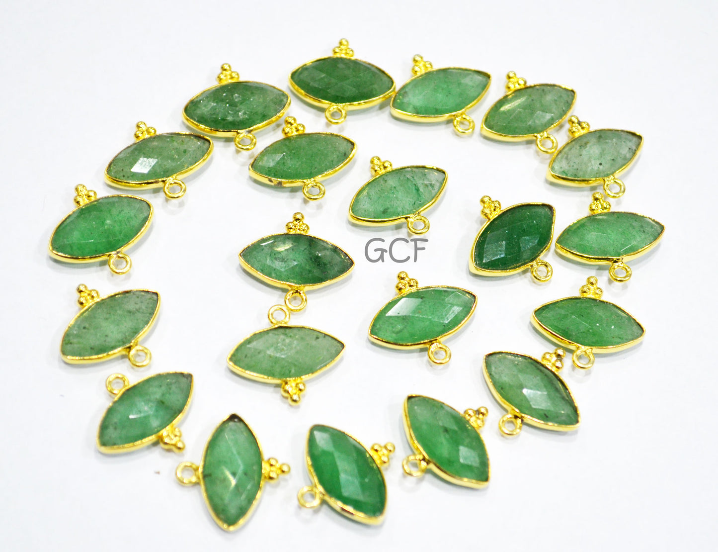 Green Strawberry Quartz Faceted Marquise Shape Connector , Green Strawberry Quartz Bezel Connector , Sold By Piece , 8x15 mm , RB-7059