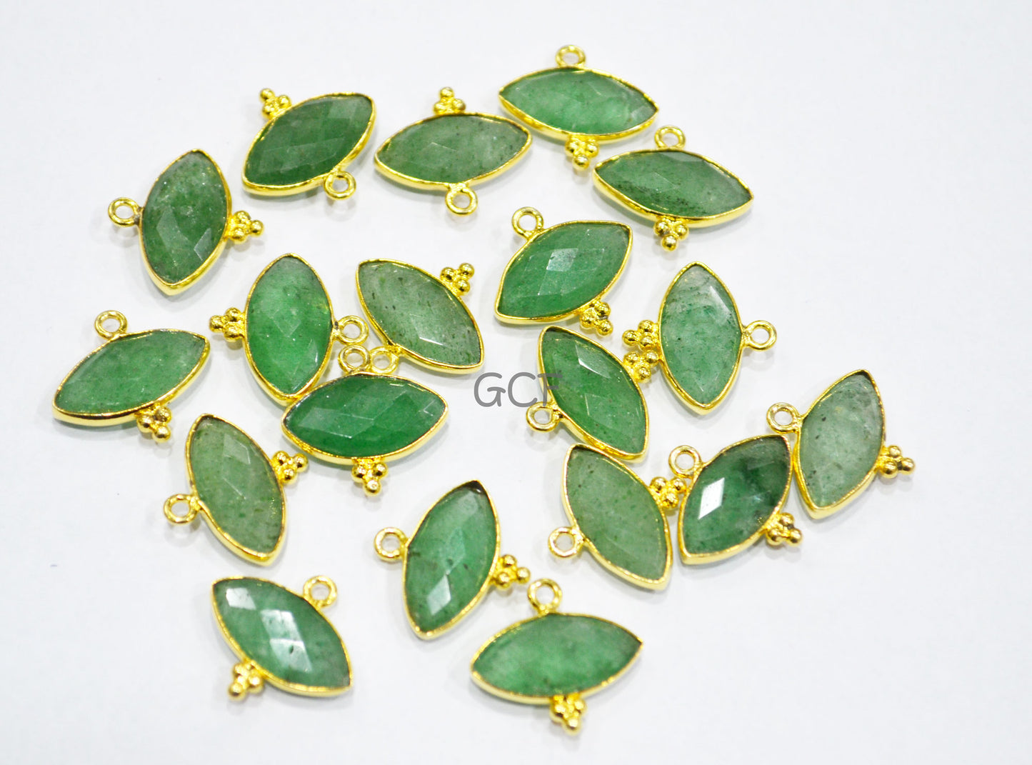 Green Strawberry Quartz Faceted Marquise Shape Connector , Green Strawberry Quartz Bezel Connector , Sold By Piece , 8x15 mm , RB-7059