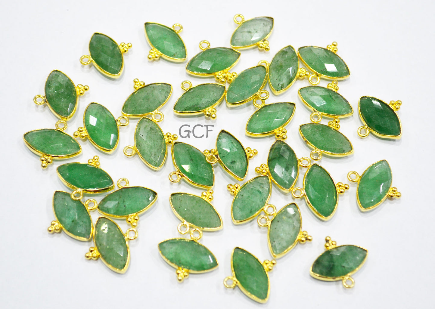 Green Strawberry Quartz Faceted Marquise Shape Connector , Green Strawberry Quartz Bezel Connector , Sold By Piece , 8x15 mm , RB-7059