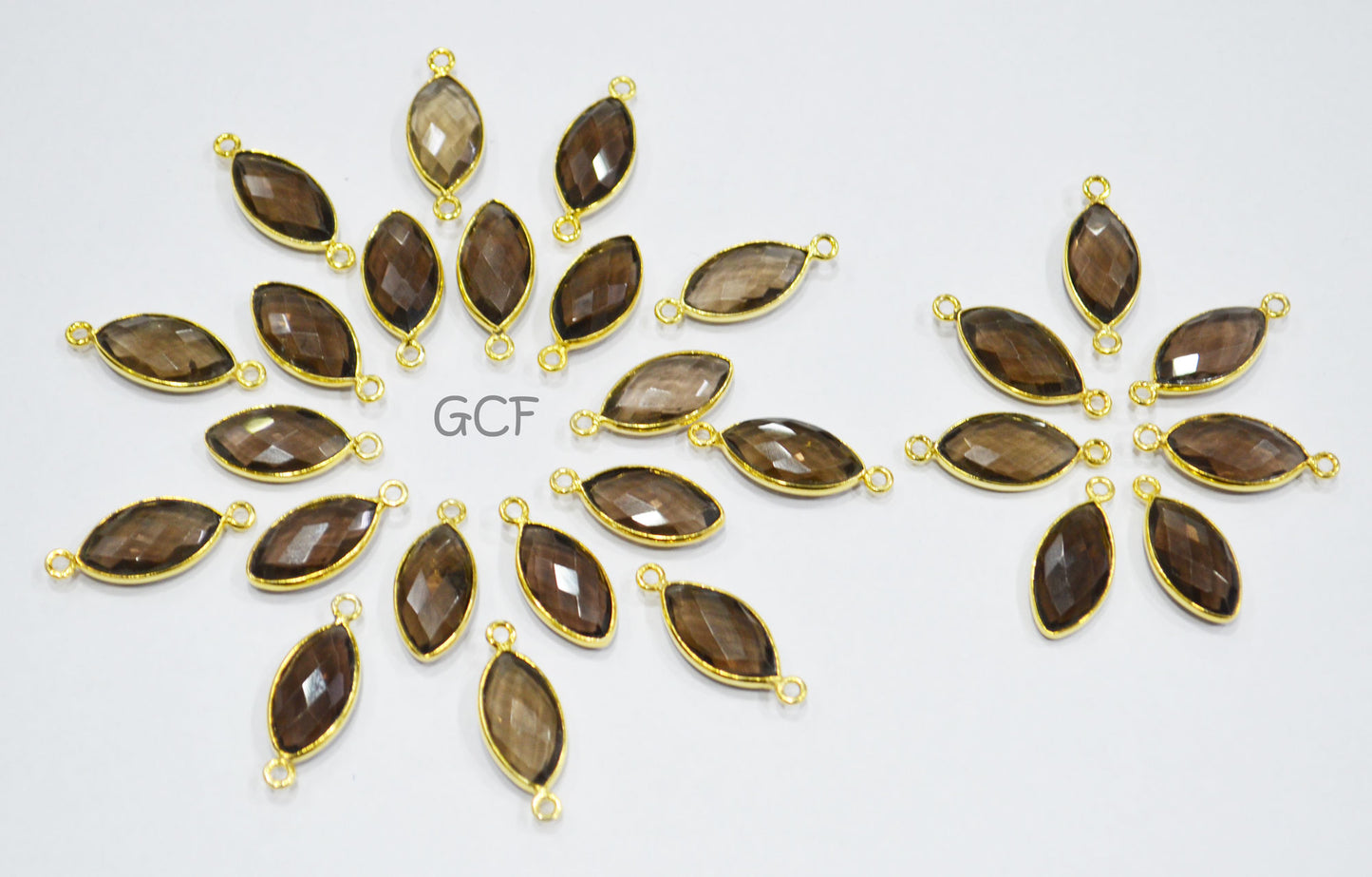 Smoky Faceted Marquise Shape Connector , Smoky Marquise Shape Single And Double Bail Bezel Connector , Sold By Piece , 8x15 mm , RB-7060