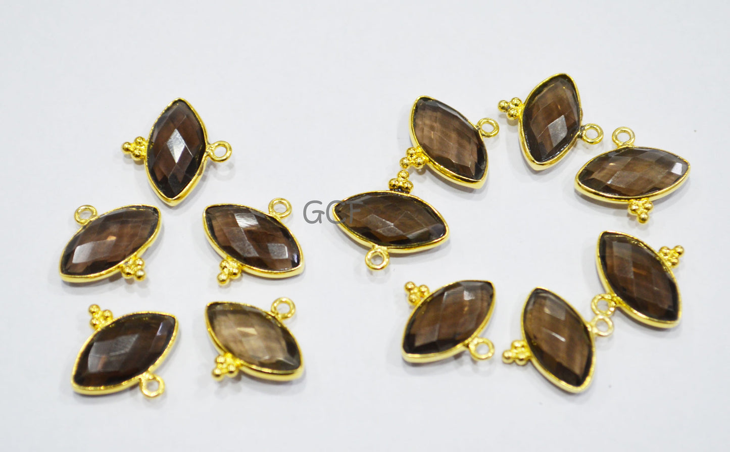 Smoky Faceted Marquise Shape Connector , Smoky Marquise Shape Single Bail Bezel Connector , Sold By Piece , 8x15 mm , RB-7061