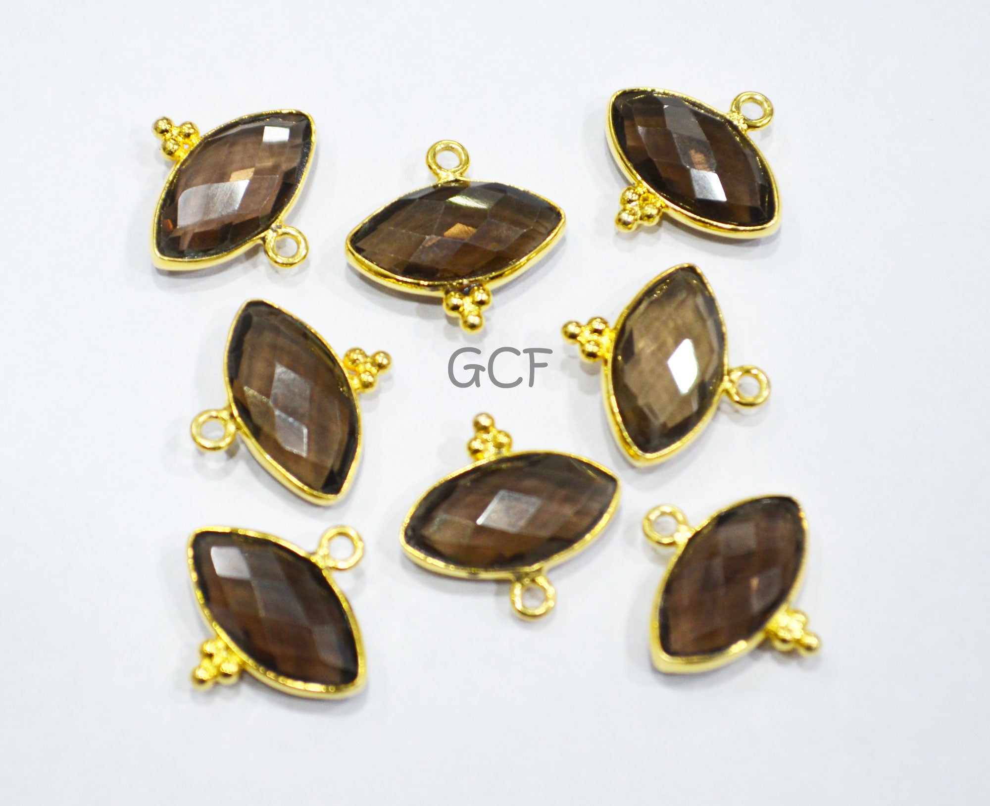 Smoky Faceted Marquise Shape Connector , Smoky Marquise Shape Single Bail Bezel Connector , Sold By Piece , 8x15 mm , RB-7061