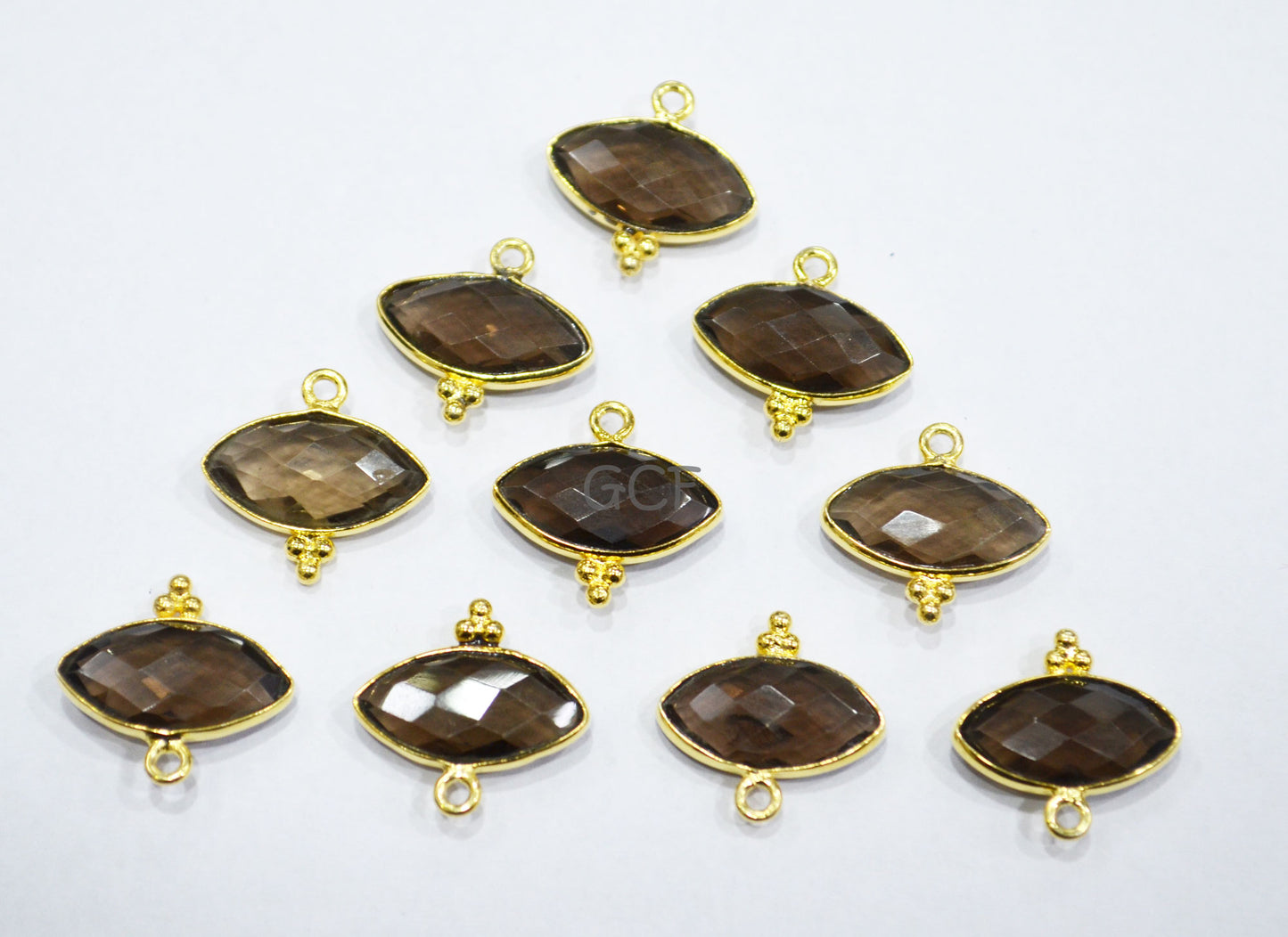 Smoky Faceted Marquise Shape Connector , Smoky Marquise Shape Single Bail Bezel Connector , Sold By Piece , 8x15 mm , RB-7061