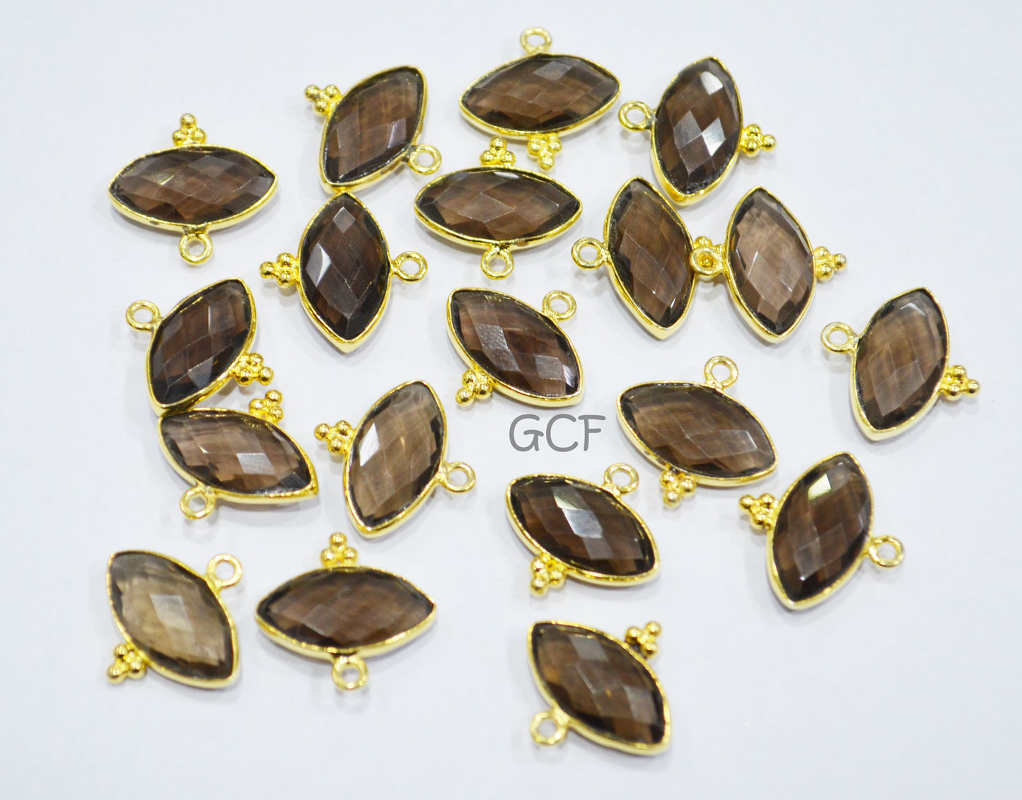Smoky Faceted Marquise Shape Connector , Smoky Marquise Shape Single Bail Bezel Connector , Sold By Piece , 8x15 mm , RB-7061