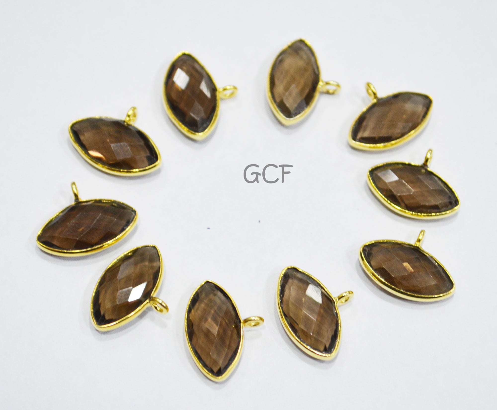 Smoky Faceted Marquise Shape Connector , Smoky Marquise Shape Single Bail Bezel Connector , Sold By Piece , 8x15 mm , RB-7062