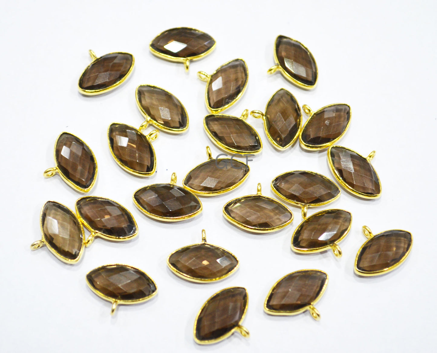 Smoky Faceted Marquise Shape Connector , Smoky Marquise Shape Single Bail Bezel Connector , Sold By Piece , 8x15 mm , RB-7062