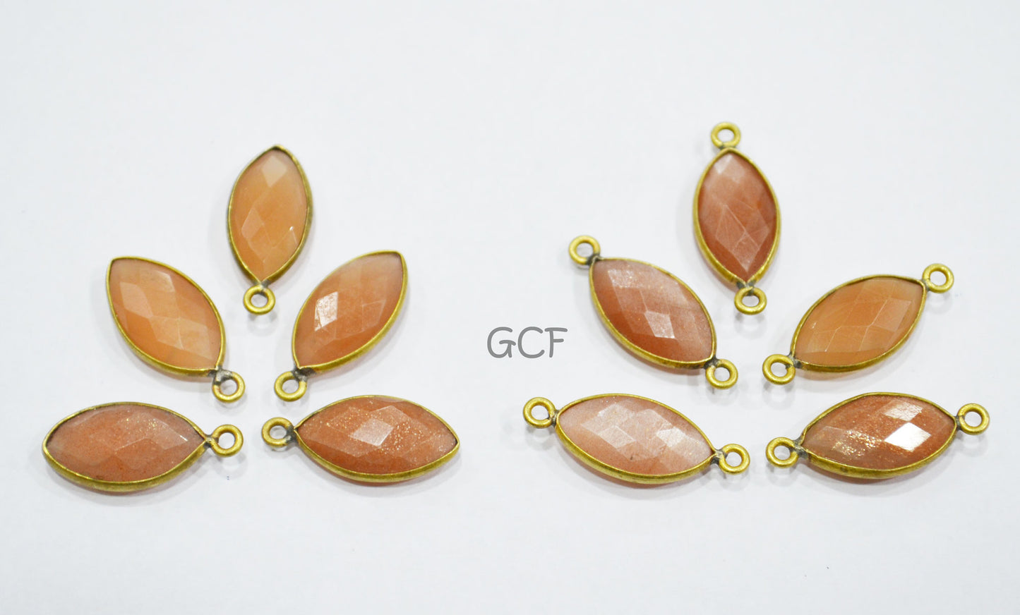 Peach Moonstone Faceted Marquise Shape Connector , Peach Moonstone Single And Double Bail Bezel Connector , Sold By Piece , 8x15 mm ,RB-7063