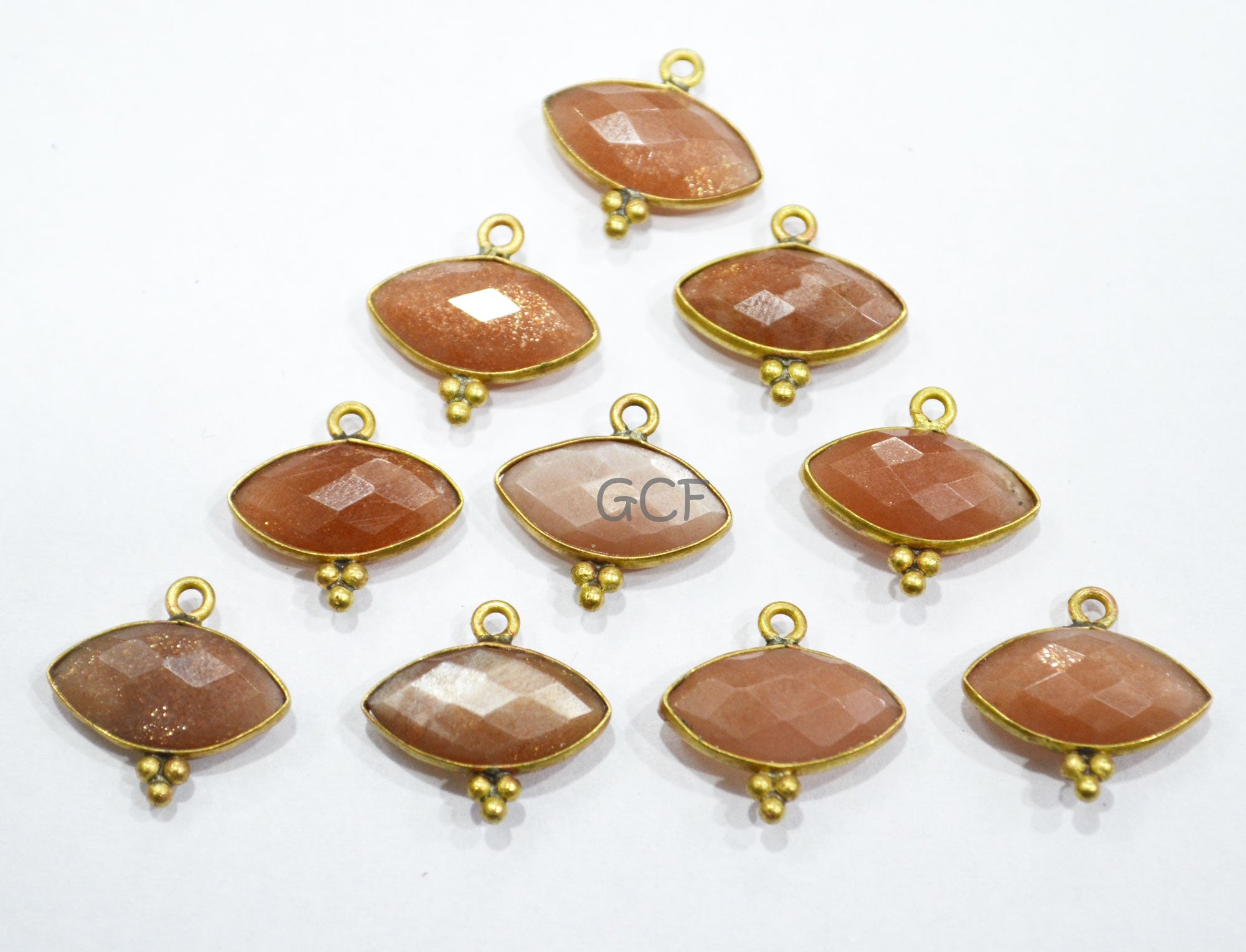 Peach Moonstone Faceted Marquise Shape Connector , Peach Moonstone Single Bail Bezel Connector , Sold By Piece , 8x15 mm , RB-7065