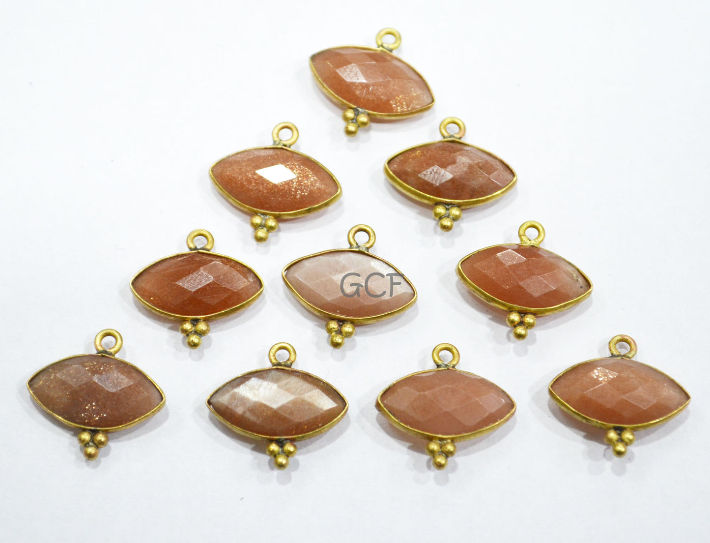 Peach Moonstone Faceted Marquise Shape Connector , Peach Moonstone Single Bail Bezel Connector , Sold By Piece , 8x15 mm , RB-7065