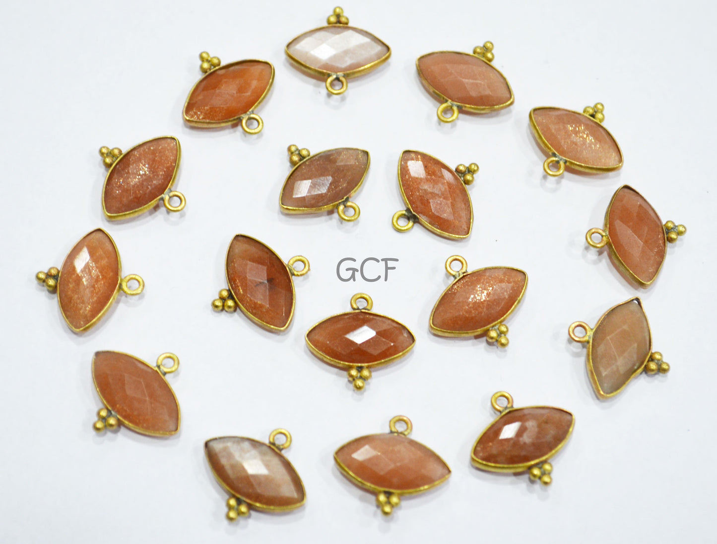 Peach Moonstone Faceted Marquise Shape Connector , Peach Moonstone Single Bail Bezel Connector , Sold By Piece , 8x15 mm , RB-7065