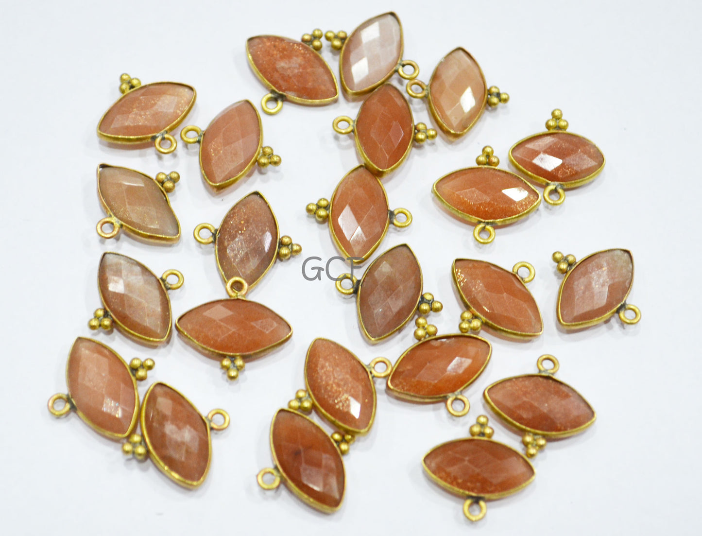 Peach Moonstone Faceted Marquise Shape Connector , Peach Moonstone Single Bail Bezel Connector , Sold By Piece , 8x15 mm , RB-7065